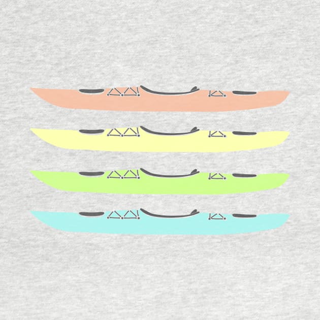 Pastel Rainbow Colored Kayaks by Alissa Carin